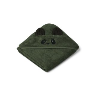 Baby hooded towel – dark green folded