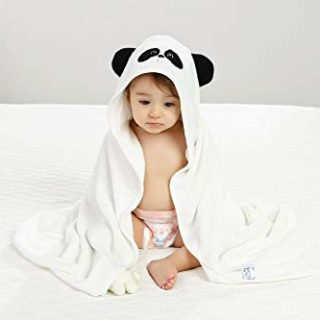 Panda Baby hooded towel – white